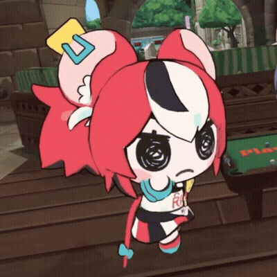A Cartoon Drawing Of A Girl With The Letter R On Her Neck GIF