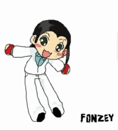 A Cartoon Drawing Of A Girl With The Name Fonzey On The Bottom GIF