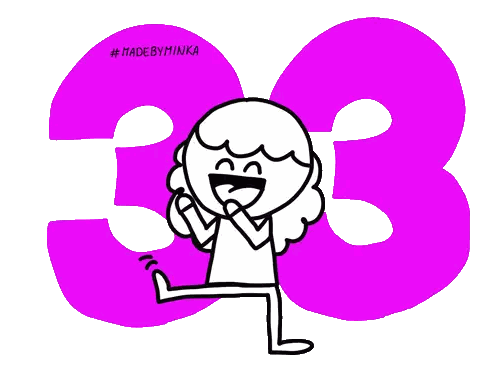 A Cartoon Drawing Of A Girl With The Number 33 In The Background Sticker