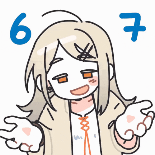 A Cartoon Drawing Of A Girl With The Number 6 And 7 Above Her GIF
