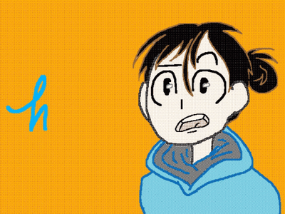 A Cartoon Drawing Of A Girl With The Word Hello Written In Blue GIF