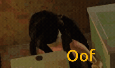 A Cartoon Drawing Of A Girl With The Word Oof On The Bottom Right GIF
