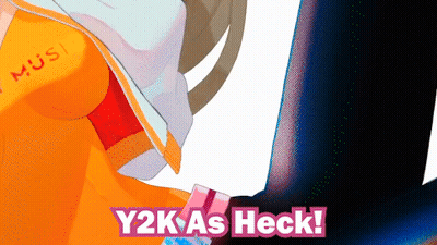 A Cartoon Drawing Of A Girl With The Words Y2k As Heck GIF