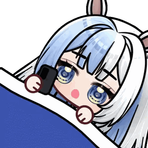 A Cartoon Drawing Of A Girl With White Hair And Blue Eyes Sticker