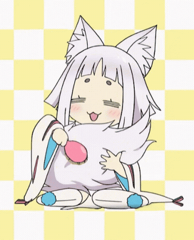 A Cartoon Drawing Of A Girl With White Hair And Ears GIF