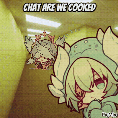 A Cartoon Drawing Of A Girl With Wings And The Words Chat Are We Cooked GIF