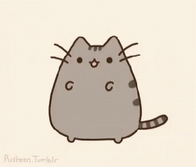 A Cartoon Drawing Of A Gray Cat With A Striped Tail GIF