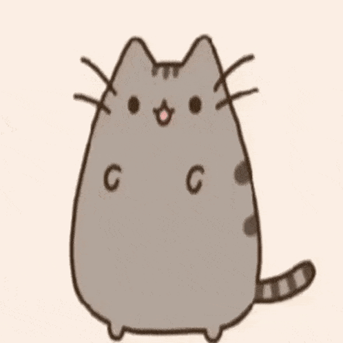 A Cartoon Drawing Of A Gray Cat With G And C Written On It 'S Face . GIF