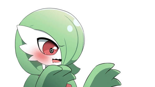 A Cartoon Drawing Of A Green And White Pokemon With Red Eyes GIF
