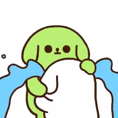 A Cartoon Drawing Of A Green Dog Holding A White Pillow Sticker