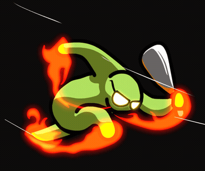 A Cartoon Drawing Of A Green Monster With A Knife In His Hand GIF