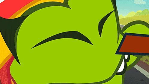 A Cartoon Drawing Of A Green Monster With A Red Helmet On GIF