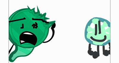 A Cartoon Drawing Of A Green Object Holding A Black Gun GIF