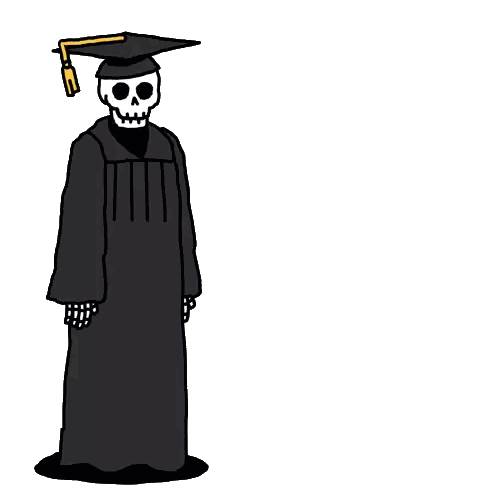 A Cartoon Drawing Of A Grim Reaper And A Pumpkin With A Skull On It Sticker