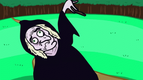 A Cartoon Drawing Of A Grim Reaper Holding A Stick GIF