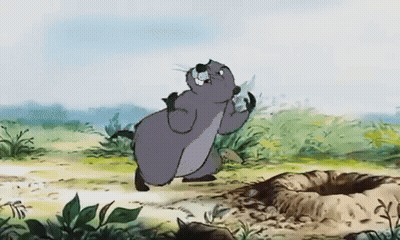A Cartoon Drawing Of A Groundhog Standing In A Field GIF