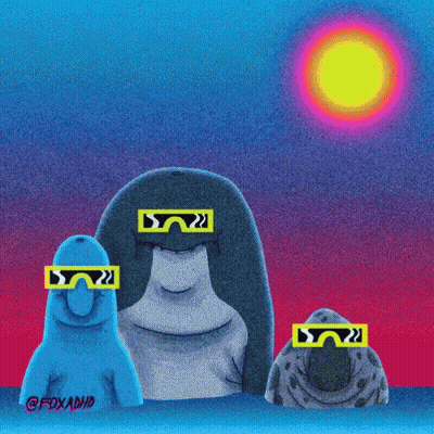 A Cartoon Drawing Of A Group Of Animals Wearing 3D Glasses By Foxand GIF