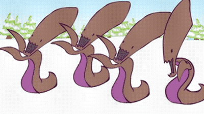 A Cartoon Drawing Of A Group Of Worms With A Snowy Background GIF