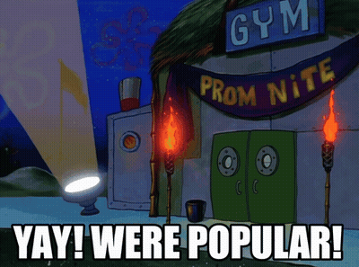 A Cartoon Drawing Of A Gym With Prom Nite Written On It GIF