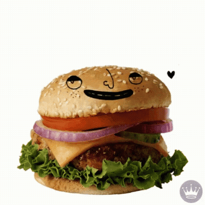 A Cartoon Drawing Of A Hamburger With A Smiley Face Drawn On It GIF