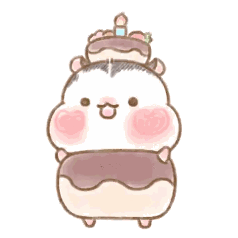 A Cartoon Drawing Of A Hamster With A Cake On Its Head Sticker