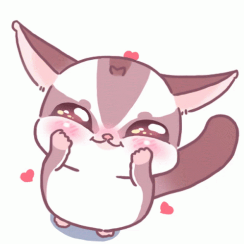 A Cartoon Drawing Of A Hamster With Pink Hearts Around It GIF