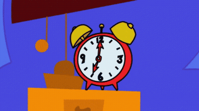 A Cartoon Drawing Of A Hand Holding A Red Alarm Clock With The Hands On The Numbers 9 And 12 GIF
