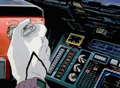 A Cartoon Drawing Of A Hand Holding A Remote Control In Front Of A Dashboard GIF