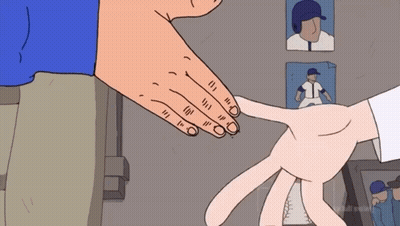 A Cartoon Drawing Of A Hand Reaching Out To Another Hand GIF