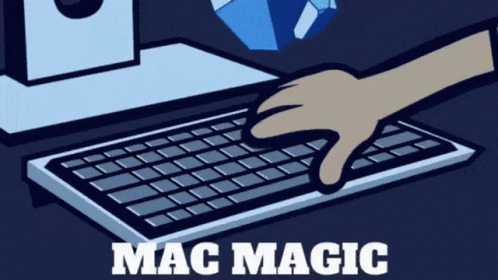 A Cartoon Drawing Of A Hand Typing On A Keyboard With The Words Mac Magic Written Below It GIF