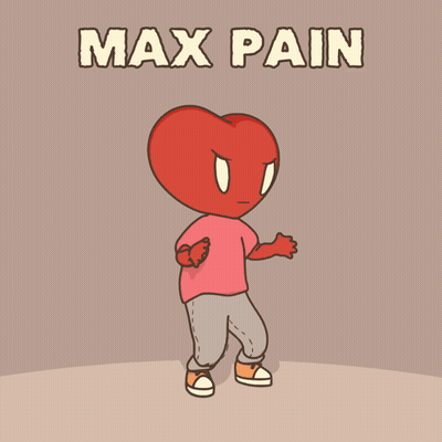 A Cartoon Drawing Of A Heart With The Words Max Pain Below It GIF