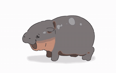 A Cartoon Drawing Of A Hippopotamus With Its Eyes Closed And Its Mouth Open GIF
