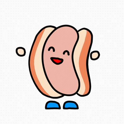 A Cartoon Drawing Of A Hot Dog With A Face GIF
