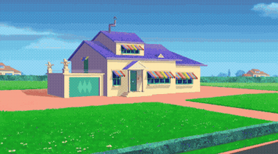 A Cartoon Drawing Of A House On Fire With A Large Explosion In The Background GIF