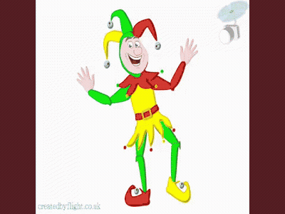 A Cartoon Drawing Of A Jester With The Words Created By Flight.co.uk Underneath GIF
