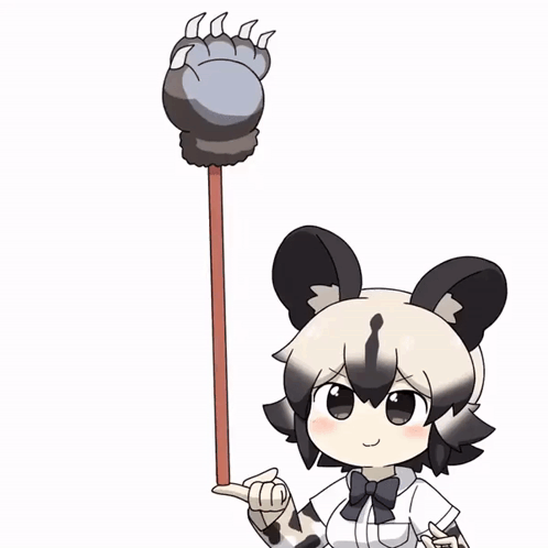 A Cartoon Drawing Of A Leopard Holding A Stick With A Paw On It GIF