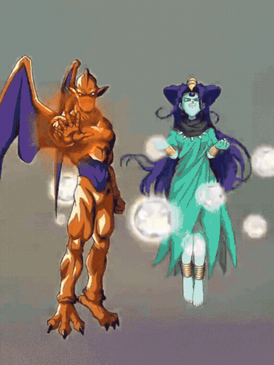 A Cartoon Drawing Of A Lion And A Woman In A Green Dress GIF