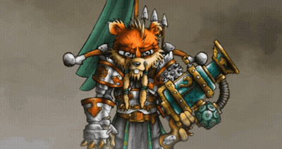 A Cartoon Drawing Of A Lion In Armor Holding A Large Object GIF