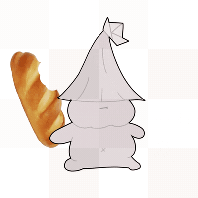 A Cartoon Drawing Of A Loaf Of Bread With A White Cloth On It GIF