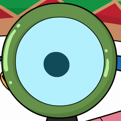 A Cartoon Drawing Of A Magnifying Glass With A Blue Circle In The Middle GIF