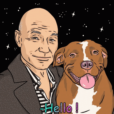 A Cartoon Drawing Of A Man And A Dog With The Word Hello Written Below Them GIF