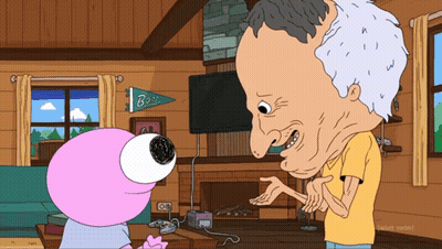A Cartoon Drawing Of A Man And A Girl With A Banner That Says Boss GIF