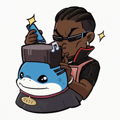 A Cartoon Drawing Of A Man And A Shark With The Name Jeff Written On It GIF