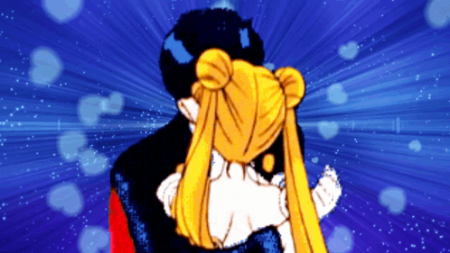 A Cartoon Drawing Of A Man And A Woman Hugging Each Other GIF