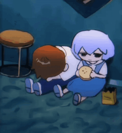 A Cartoon Drawing Of A Man And A Woman Sitting On The Floor GIF