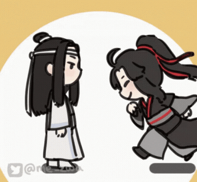 A Cartoon Drawing Of A Man And A Woman Standing Next To Each Other With A Twitter Icon In The Corner GIF