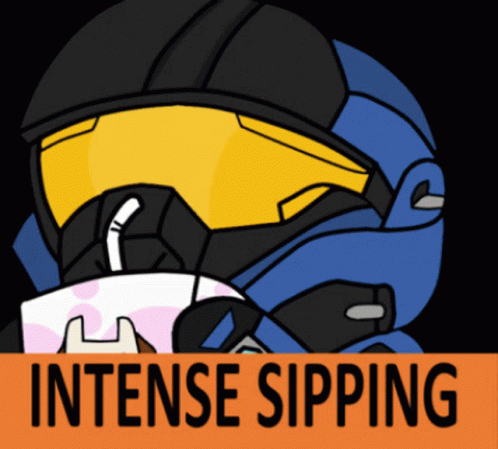 A Cartoon Drawing Of A Man Drinking A Milkshake With The Words Intense Sipping Below Him GIF