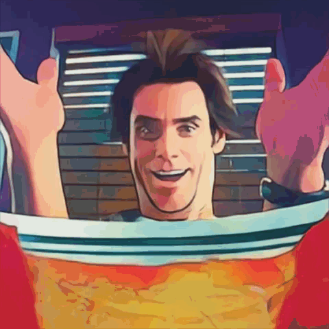 A Cartoon Drawing Of A Man Holding A Bowl Of Food GIF