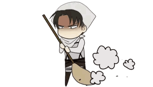 A Cartoon Drawing Of A Man Holding A Broom With Smoke Coming Out Of It Sticker