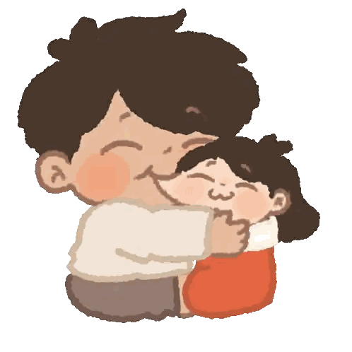 A Cartoon Drawing Of A Man Holding A Child Sticker